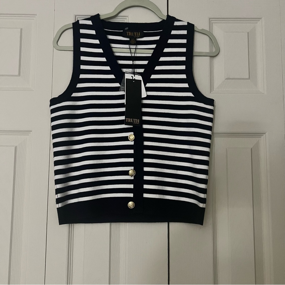 Truth blue and White Striped Women's Top